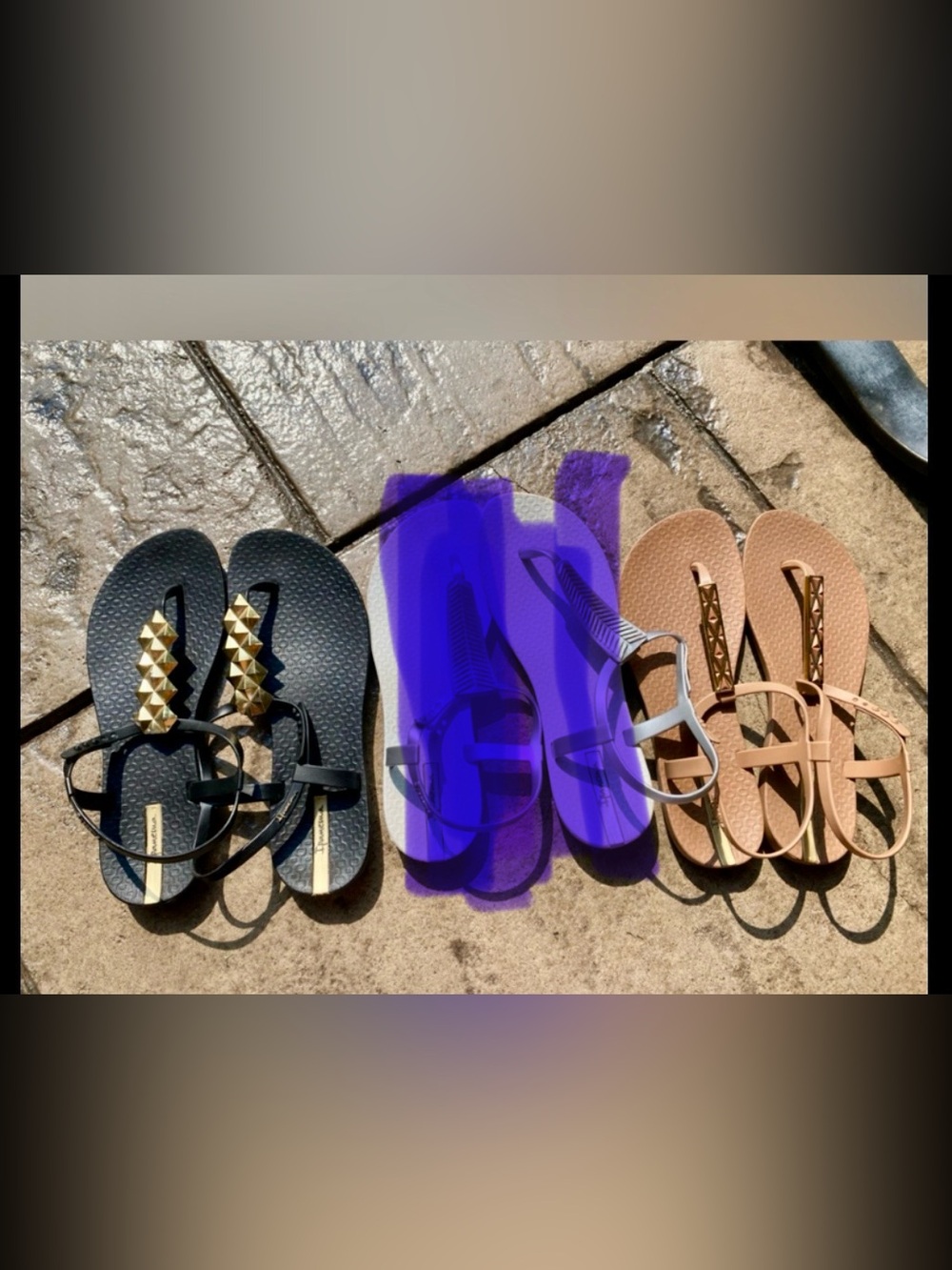 Ipanema Women's Strappy Sandals in Black and Tan - 2 pairs